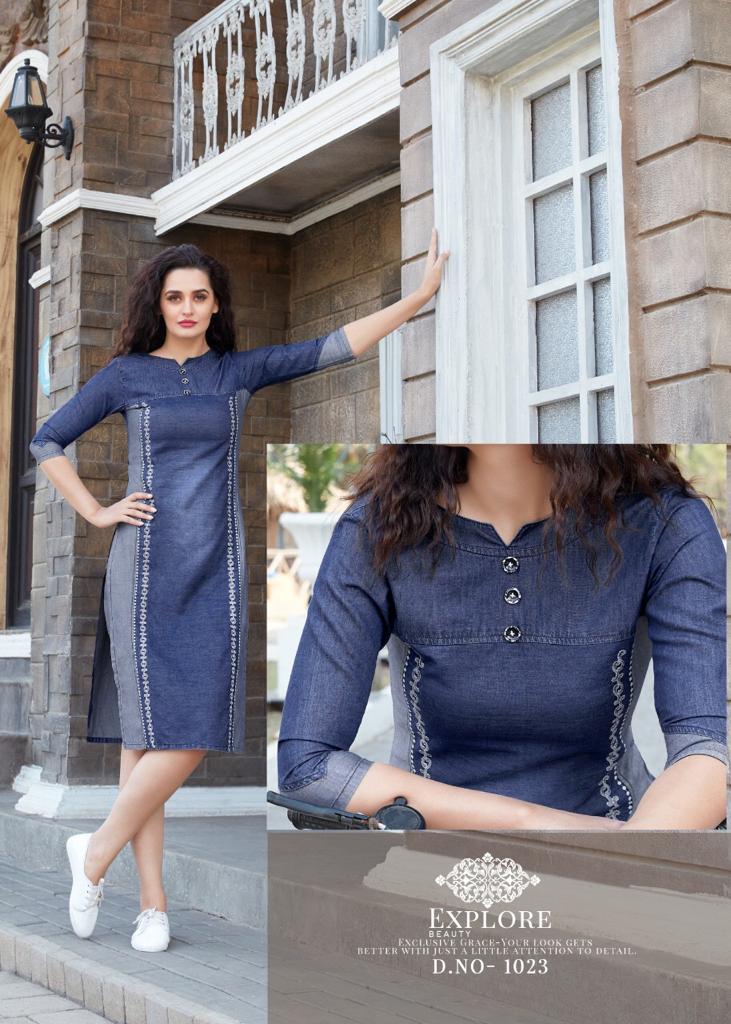 Sparrow Funky Look Designer Party Wear Denim Kurti Collection at Wholesale Rate