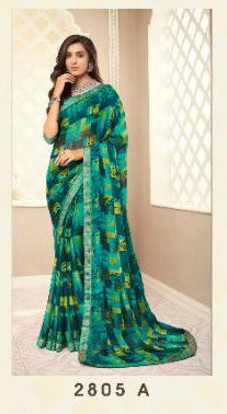 RUCHI BAHAAR Chiffon Satin Border Less Designer Daily Wear Printed Sarees Collections
