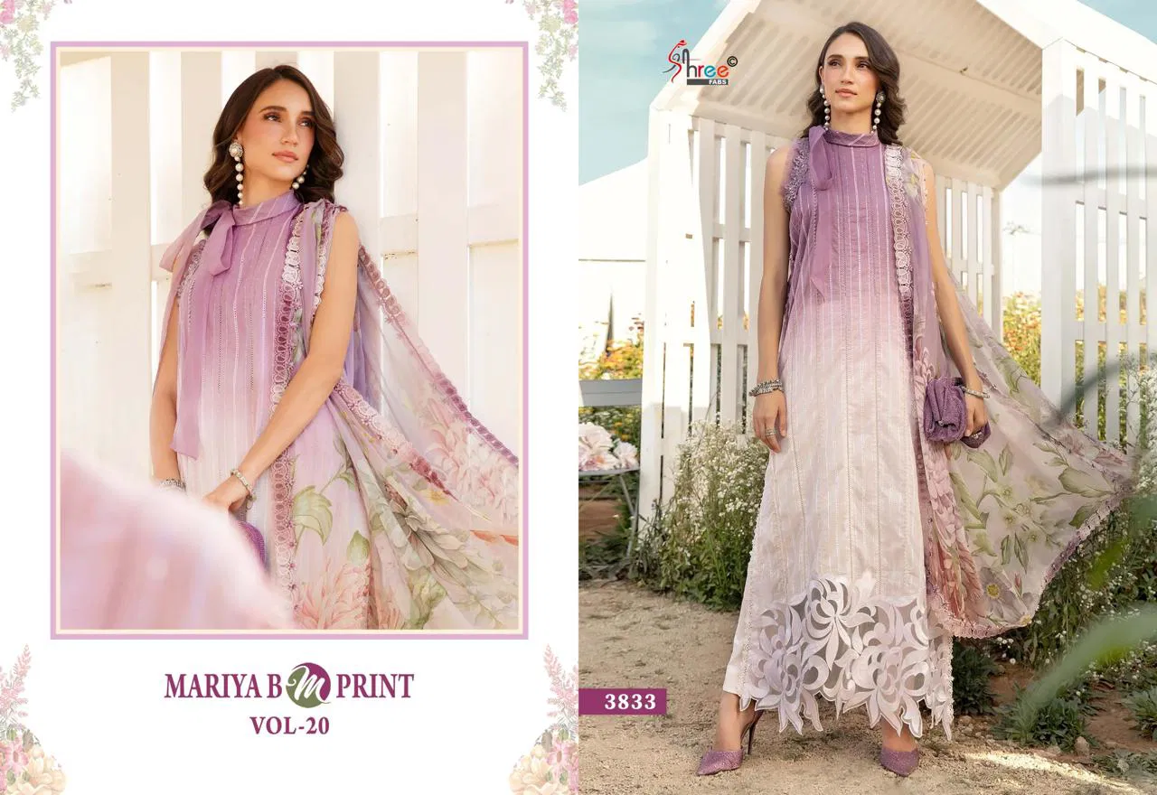 Mariya B M Print Vol 20 By Shree Embroidery Cotton Pakistani Suits Online Wholesale