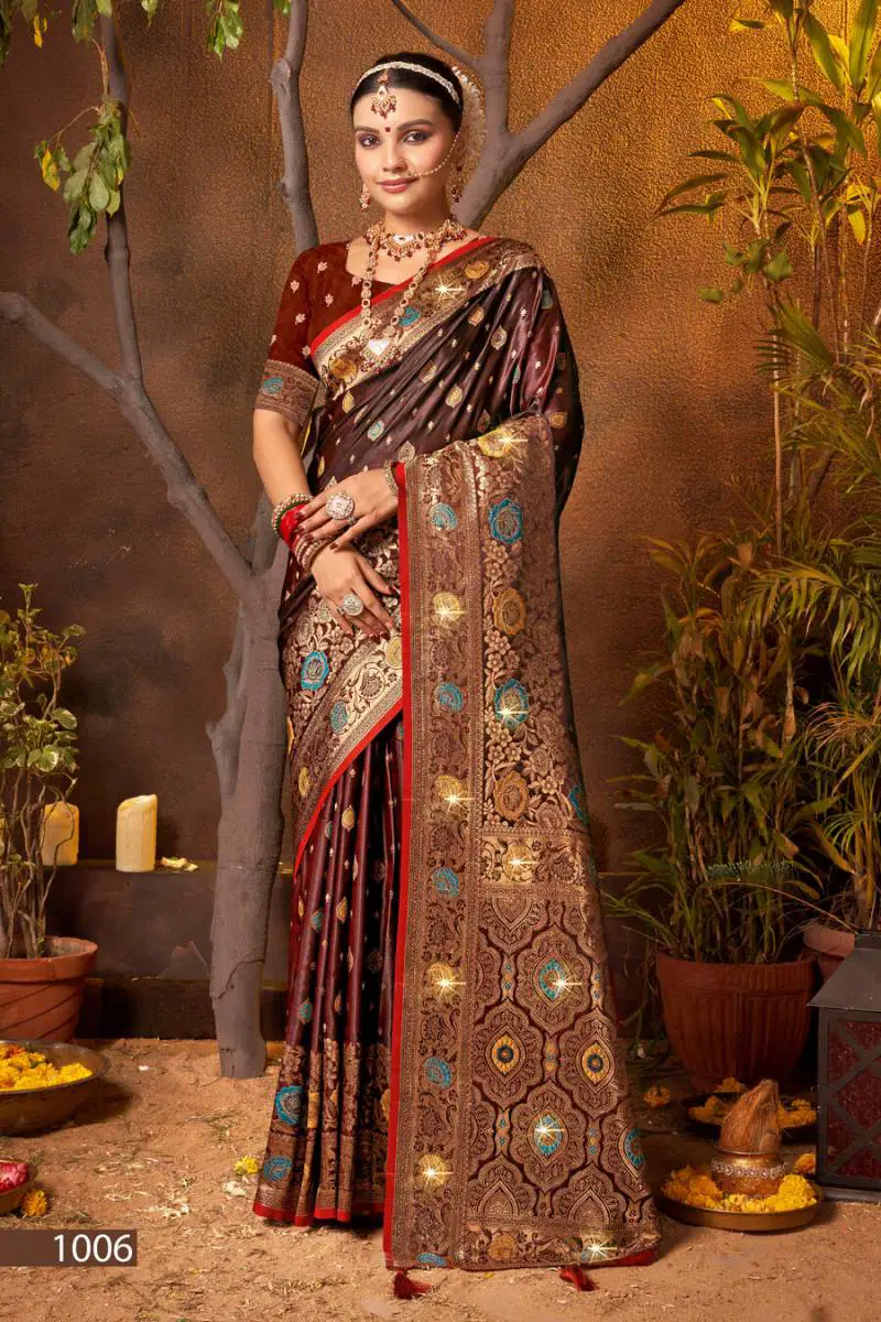 English Satin Saroski Vol 1 By Saroj Wedding Wear Silk Saree Suppliers In India