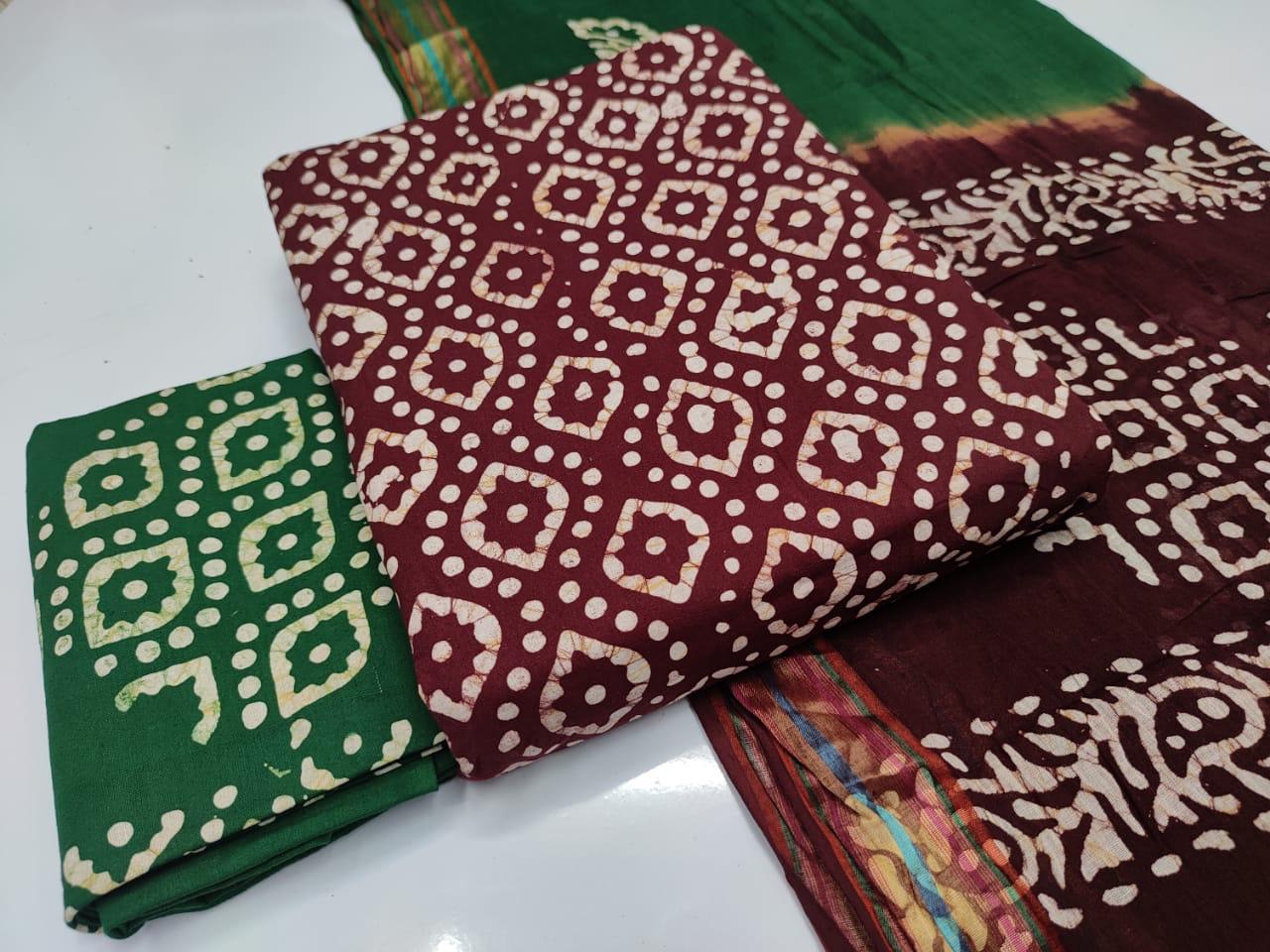 Batik 3 Bandhani Latest Fancy Designer Casual Regular Wear Printed Cotton Dress Material Collection
