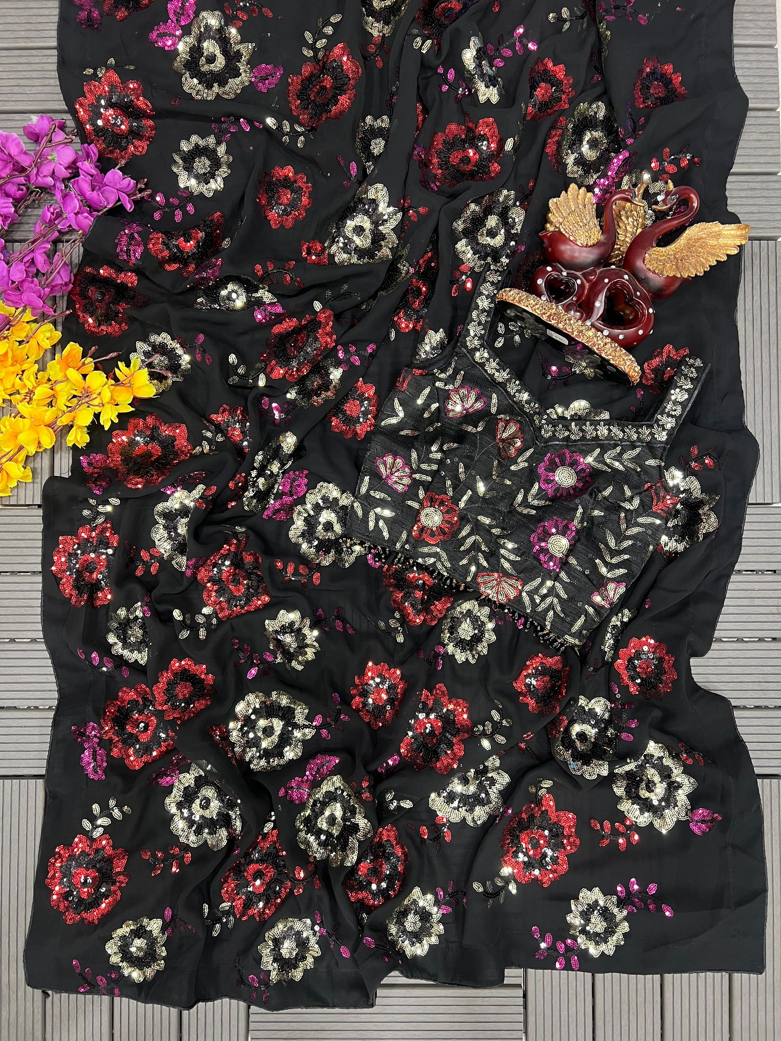 5297 Heavy Georgette Party Wear Sarees Catalog