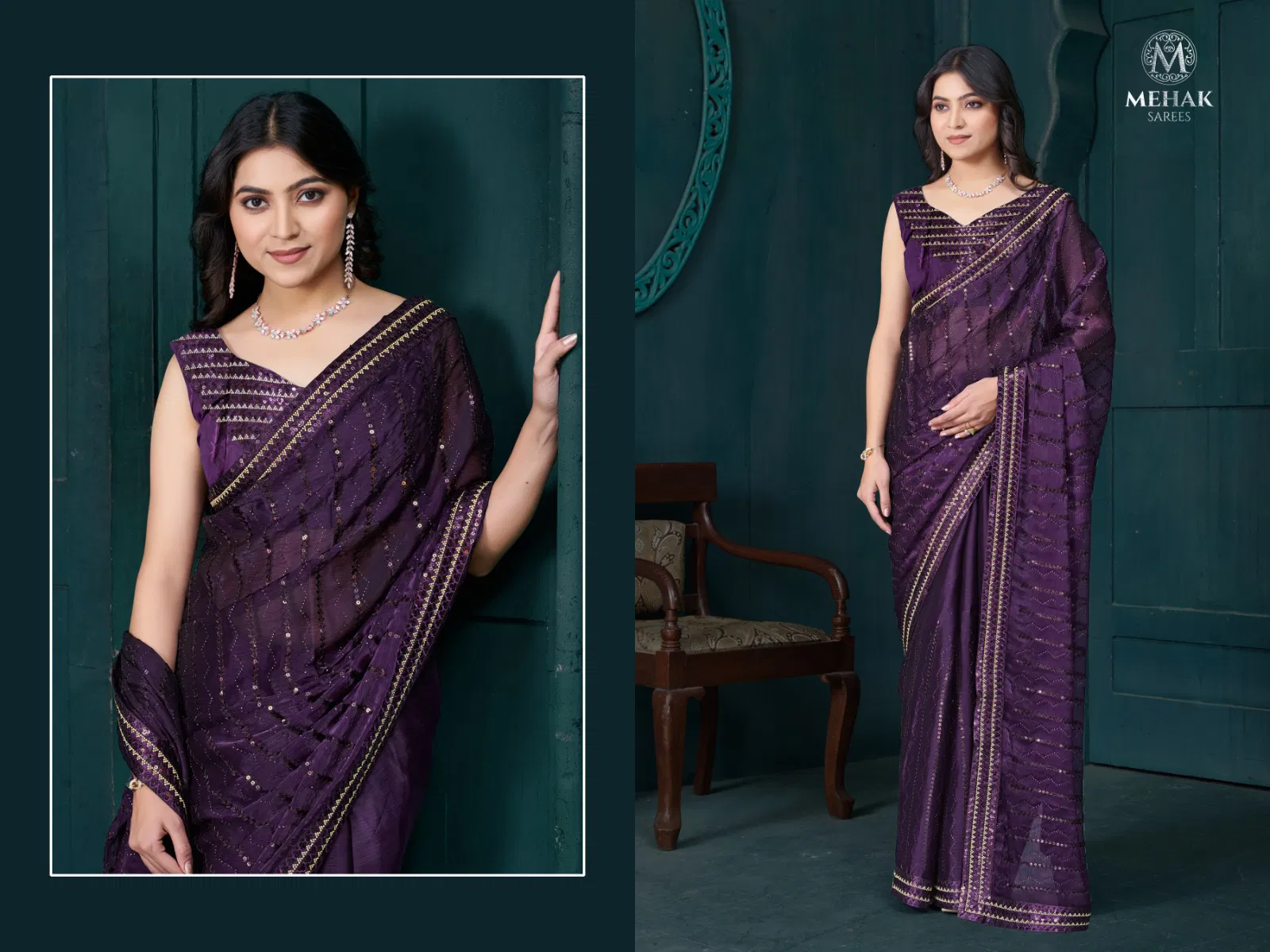 Mehek 892 A To D Silk Organza Embroidery Party Wear Saree Online Wholesale