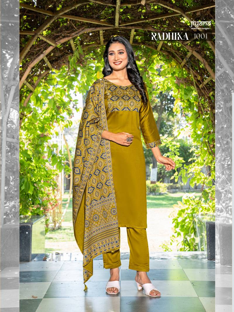 Jiyana Radhika Gajji Silk Kurti Bottom With Dupatta Suppliers In India