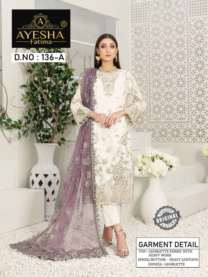 Ayesha Fatima 136 Georgette Pakistani Salwar Suits Suppliers In India