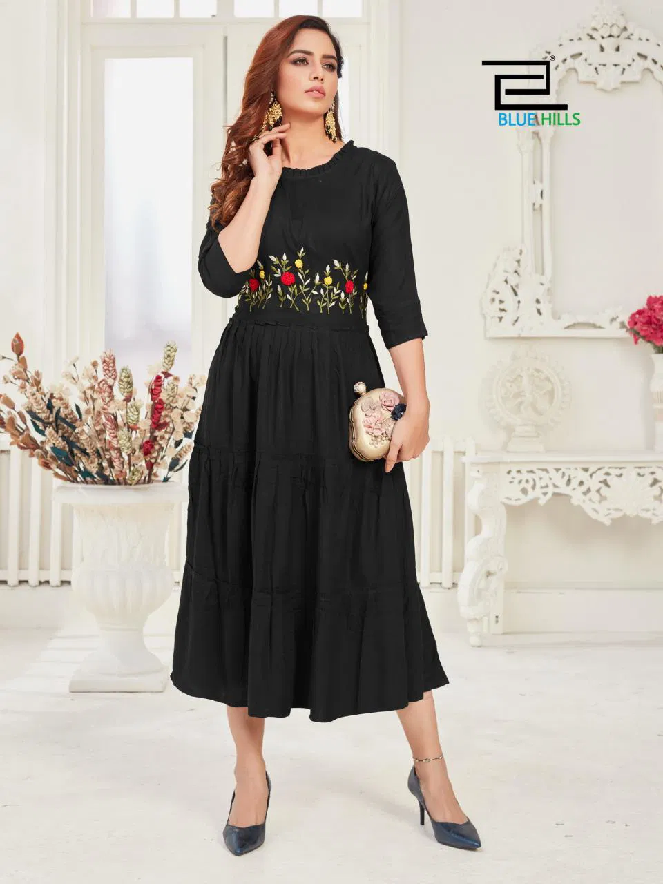 Blue Hills Mohini 1 Latest fancy Ethnic Wear Rayon Designer Long Kurtis Collection