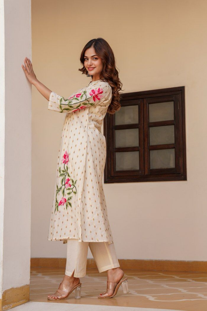 Tanyaa P 151 Cotton With Hand Work Kurti With Bottom Wholesale Online