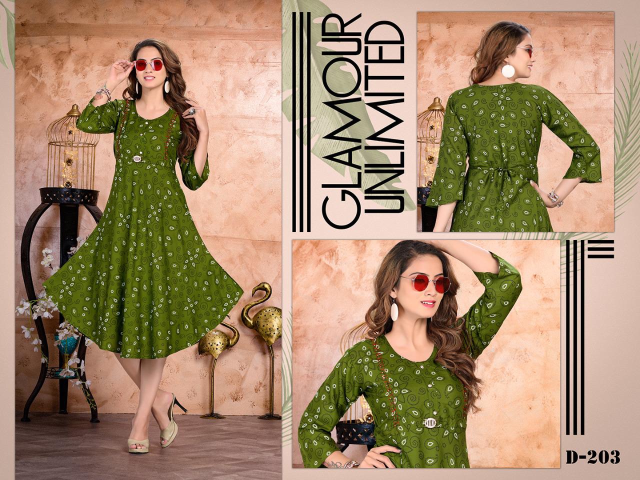 Trendy Strawberry Ethnic Wear Printed Rayon Designer Kurtis Collection
