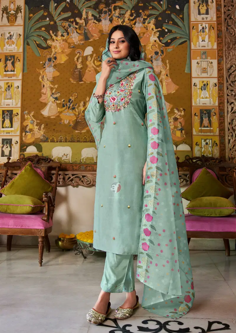 Golden Meadows Vol 4 By Af Muslin Designer Readymade Suits Exporters In India