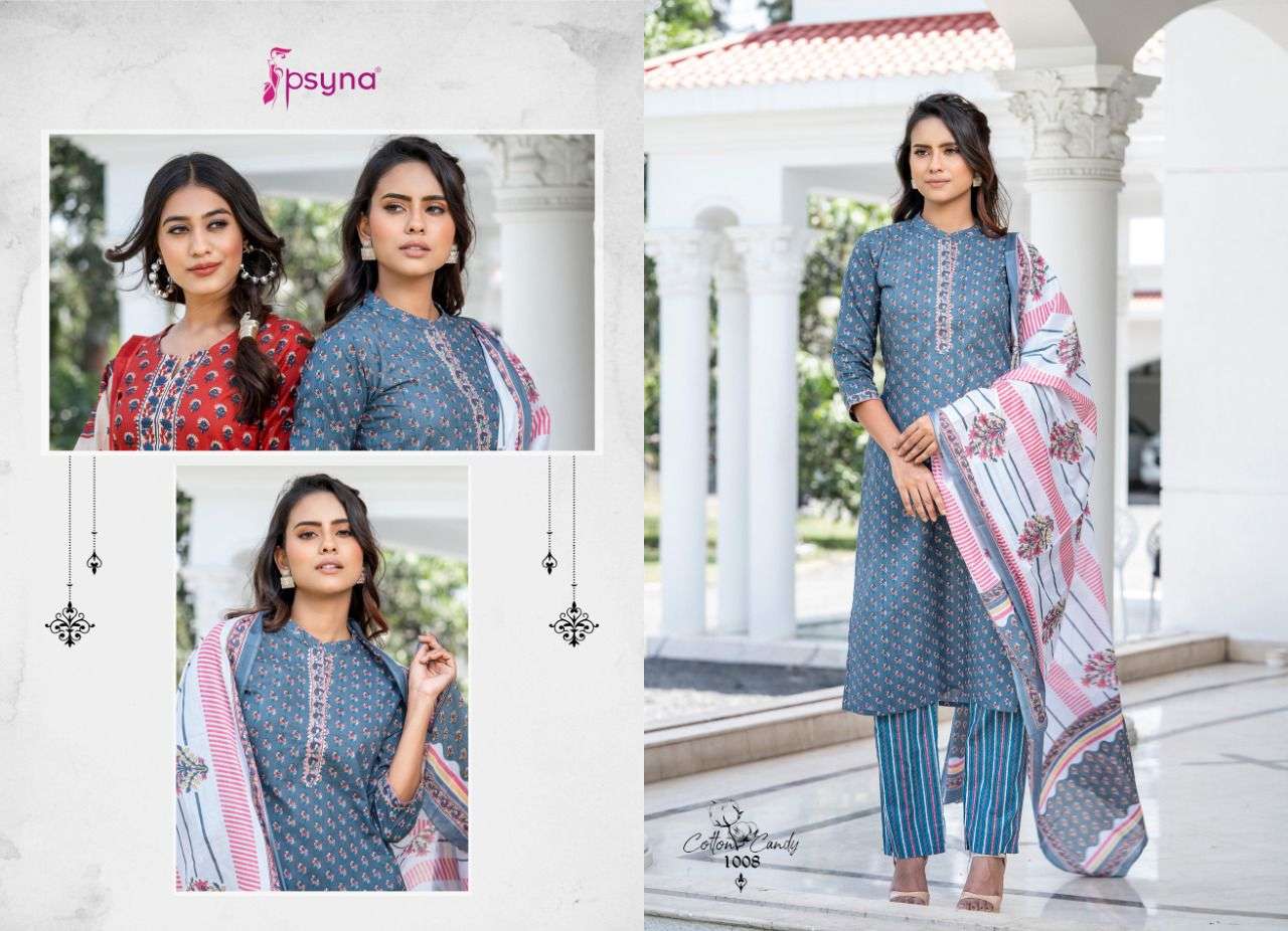 Cotton Candy By Psyna Printed Kurti With Bottom & Dupatta Wholesale Online