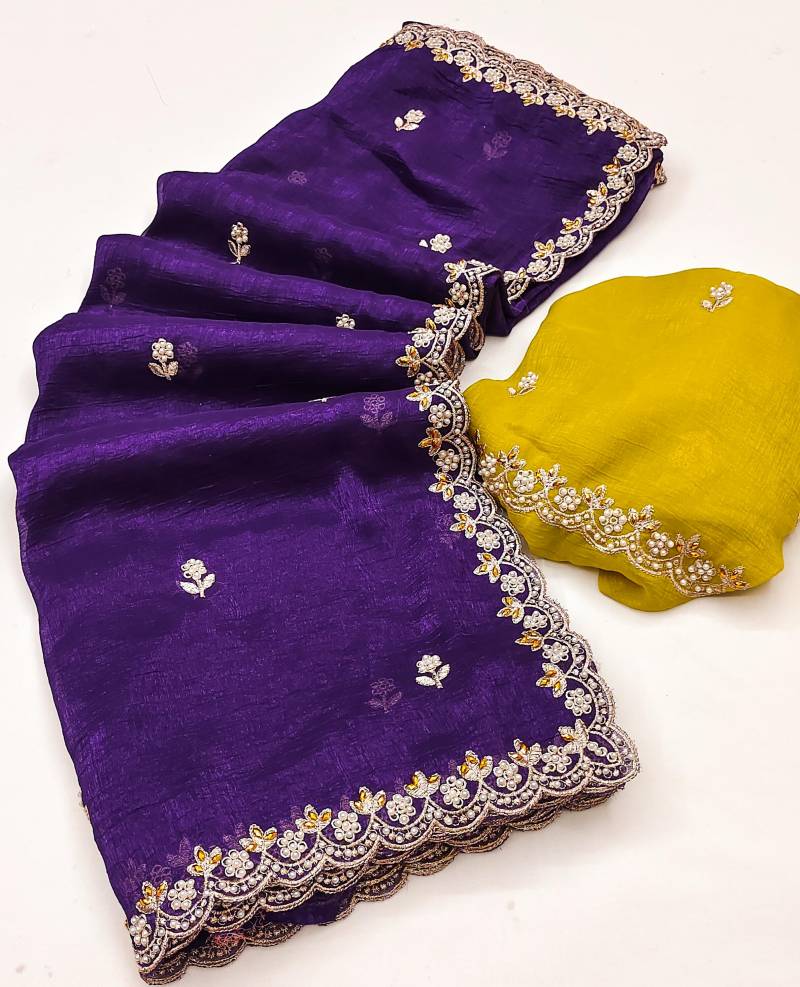 Bt 1267 Chiffon Embroidered Festive Wear Saree Wholesale Clothing Suppliers In India