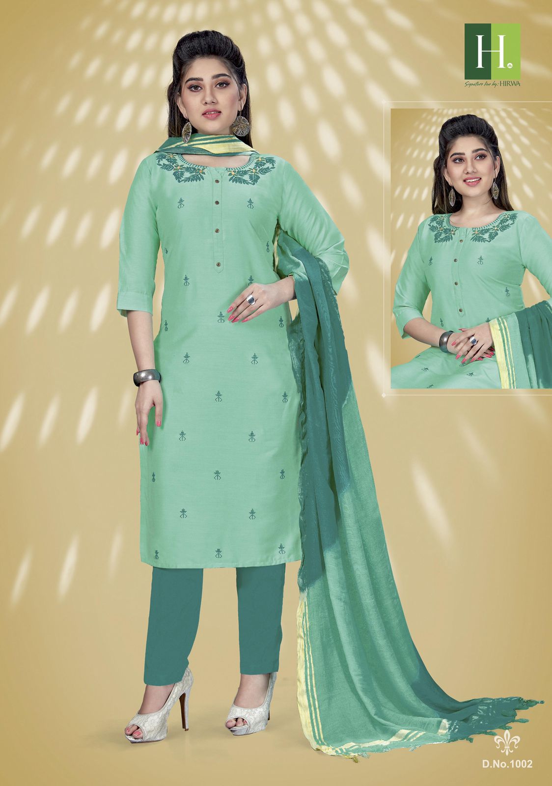 Hirwa Peacock Designer Ethnic Wear Fancy Embroidery Work Kurti With Dupatta Collection
