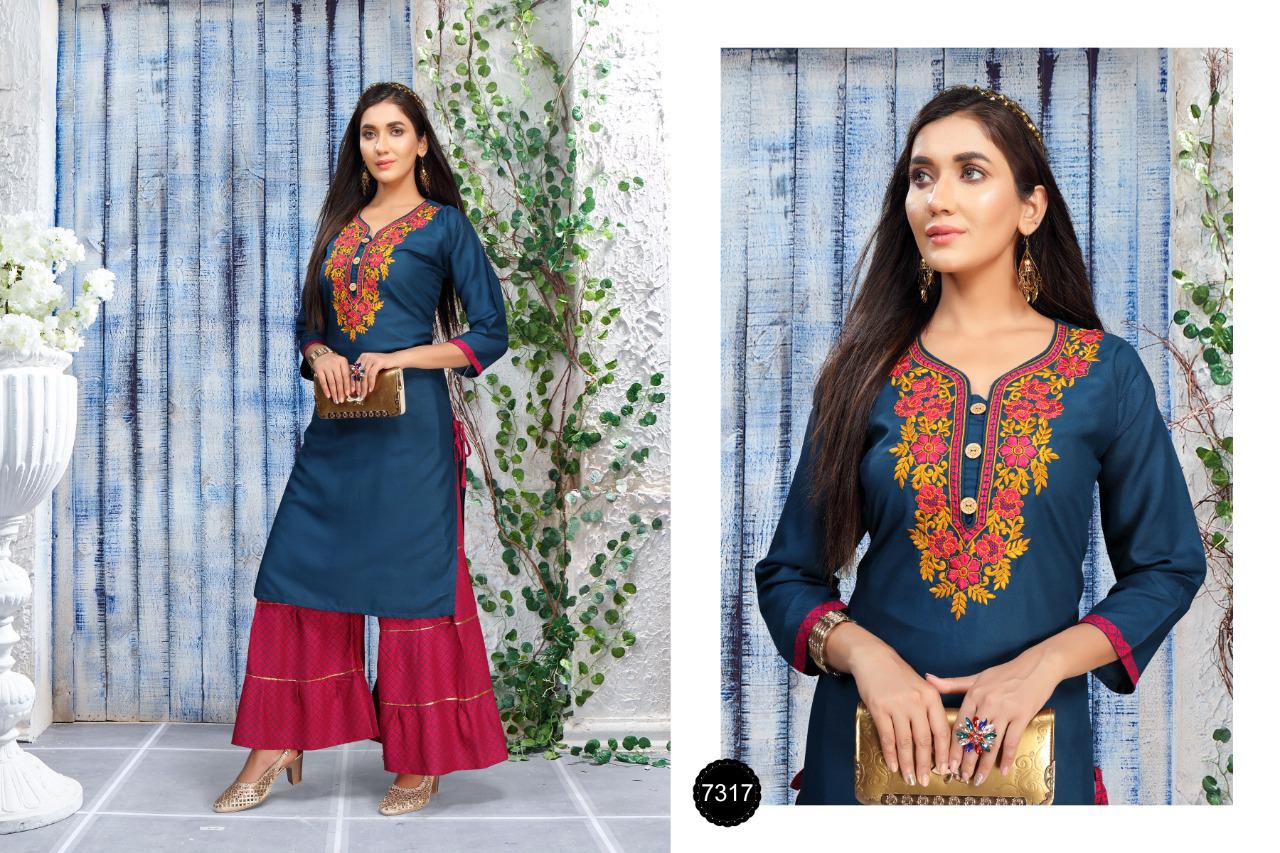 Ft Dulhan Latest Fancy Festive Wear Heavy Rayon Block Print Kurti With Bottom Collection
