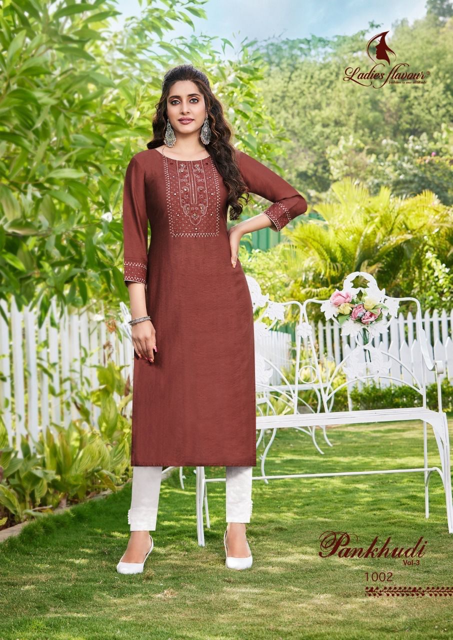 Pankhudi vol 3 By Ladies Flavour Embroidery Kurtis Catalog