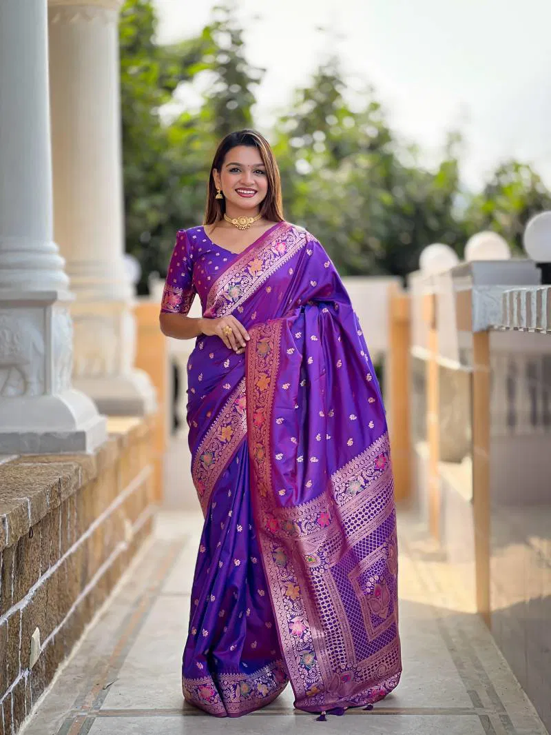 Aab Banarasi 5 Soft Banarasi Silk With Zari Weaving Saree wholesale price in surat
