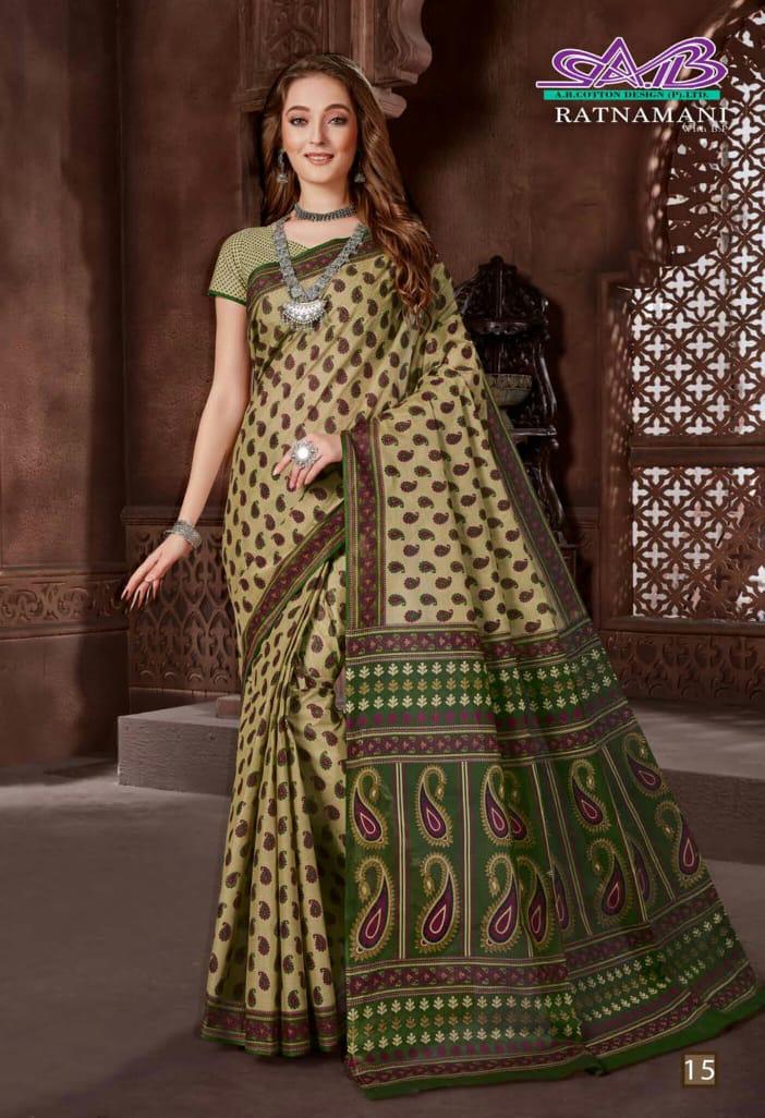 Ab Ratnamani 1 Latest Regular Wear Cotton weaving Designer Printed Sarees Collection
