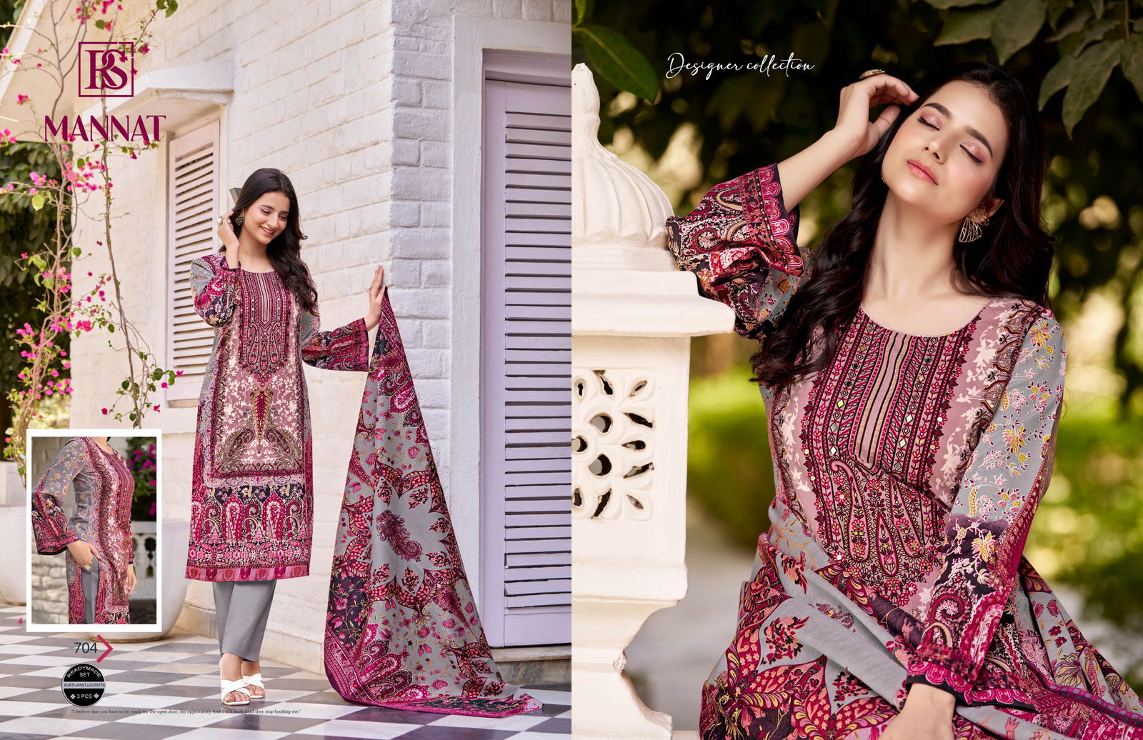 Mannat By Rangi Sangi Cotton Pakistani Kurti With Bottom Dupatta Wholesale Online