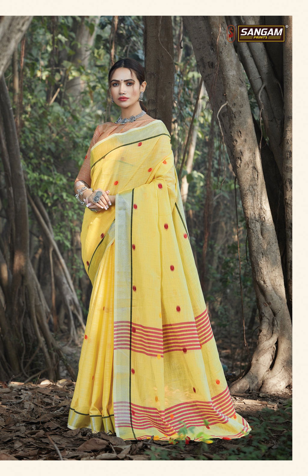 Sangam Sangeet Latest Casual Wear Linen Cotton Sarees Collection