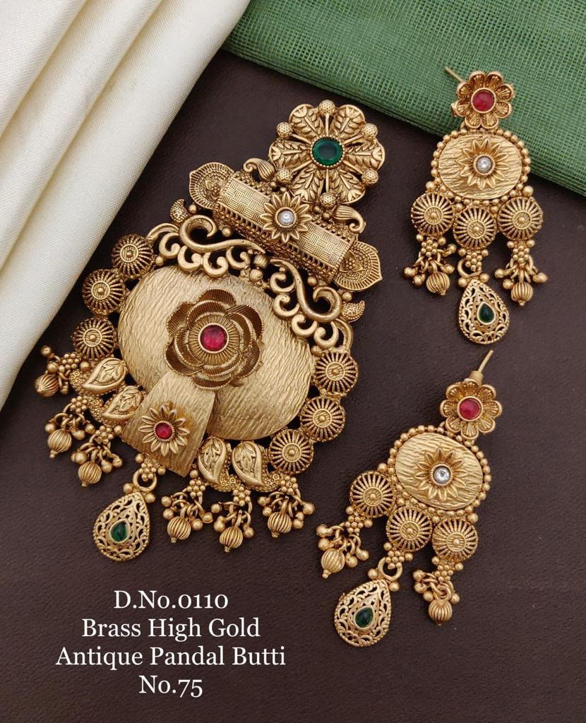 Brass High Gold Antique Pandal Butti Set Catalog