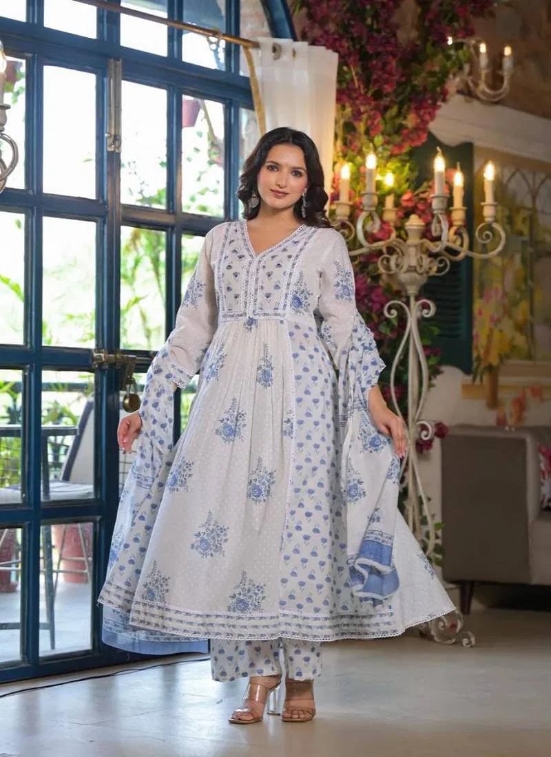 Tanyaa P 292 Mul Cotton Anarkali Kurti With Bottom Dupatta Orders In India
