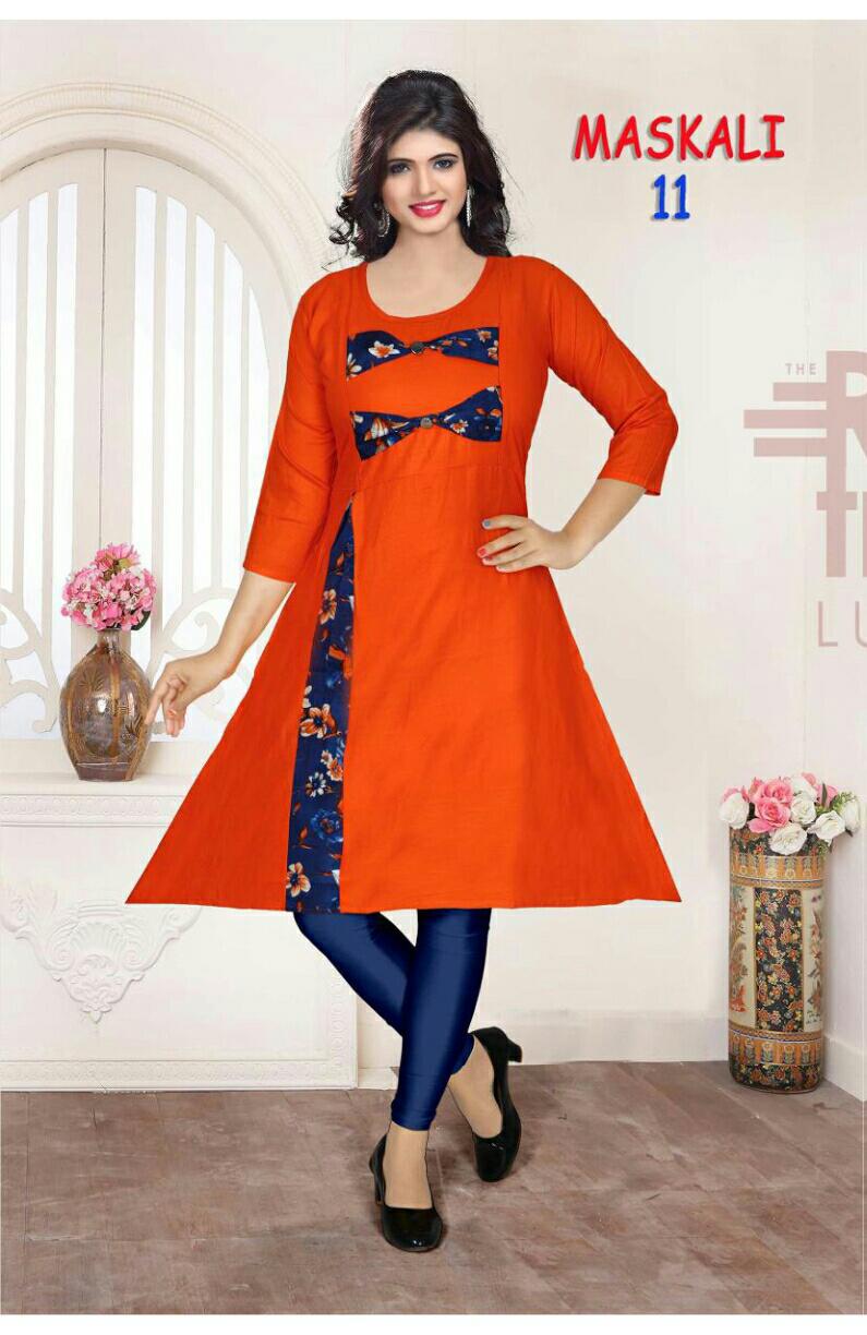 trendy maskali latest designer pure soft rayon regular casual wear kurtis collection