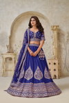 Purple Colour Silk With Leaf Embroidery Work Lahenga With Blouse Dupatta Exporters In India KF 2144