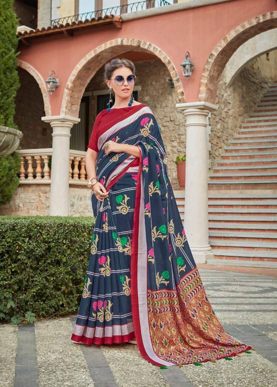 Nakshvi Latest Designer Party Wear Mirror Casual Wear Stylish Silk Saree Collection