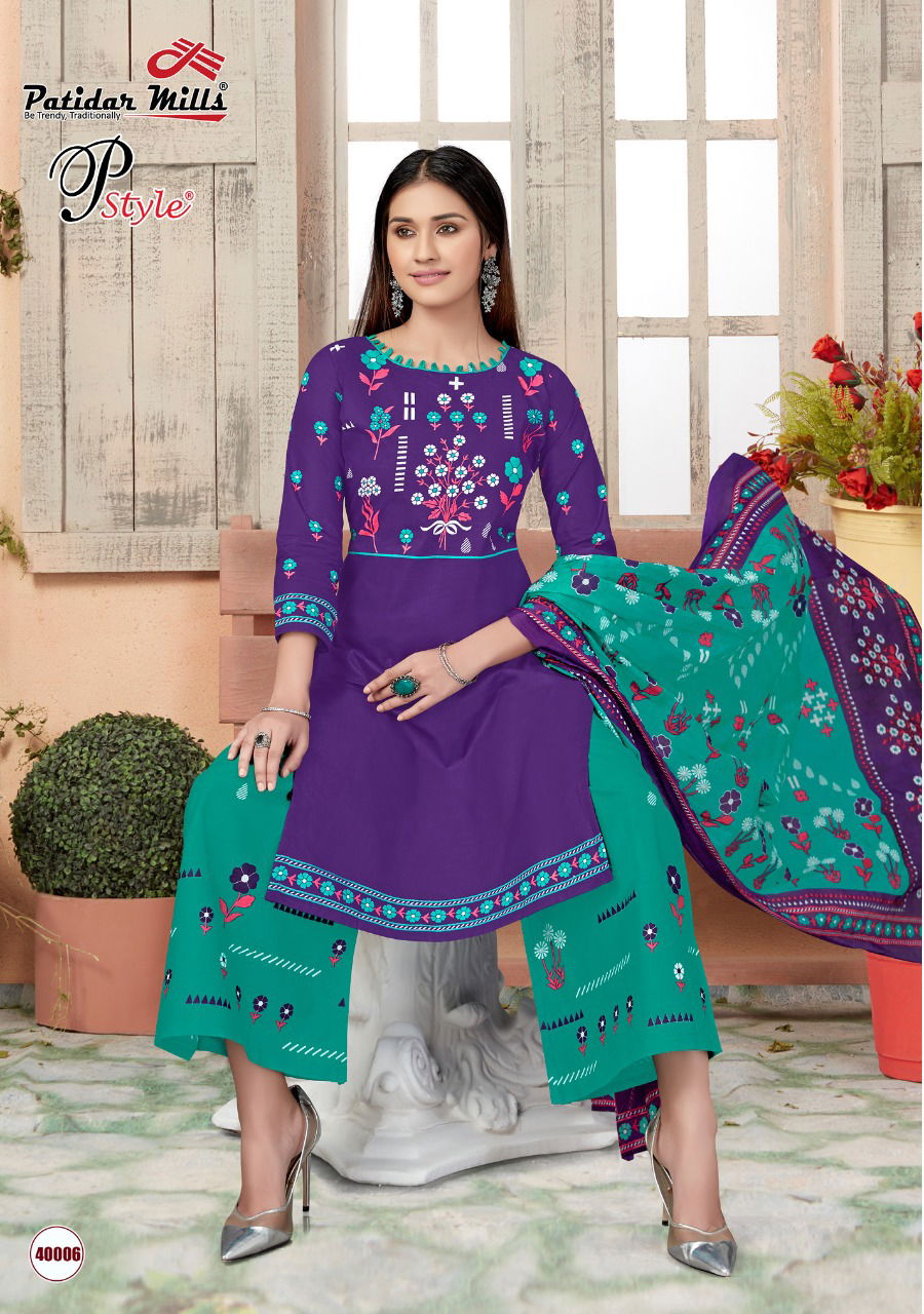 Patidar P Style 40 Latest Designer daily wear Pure Cotton Dress Material Collection 