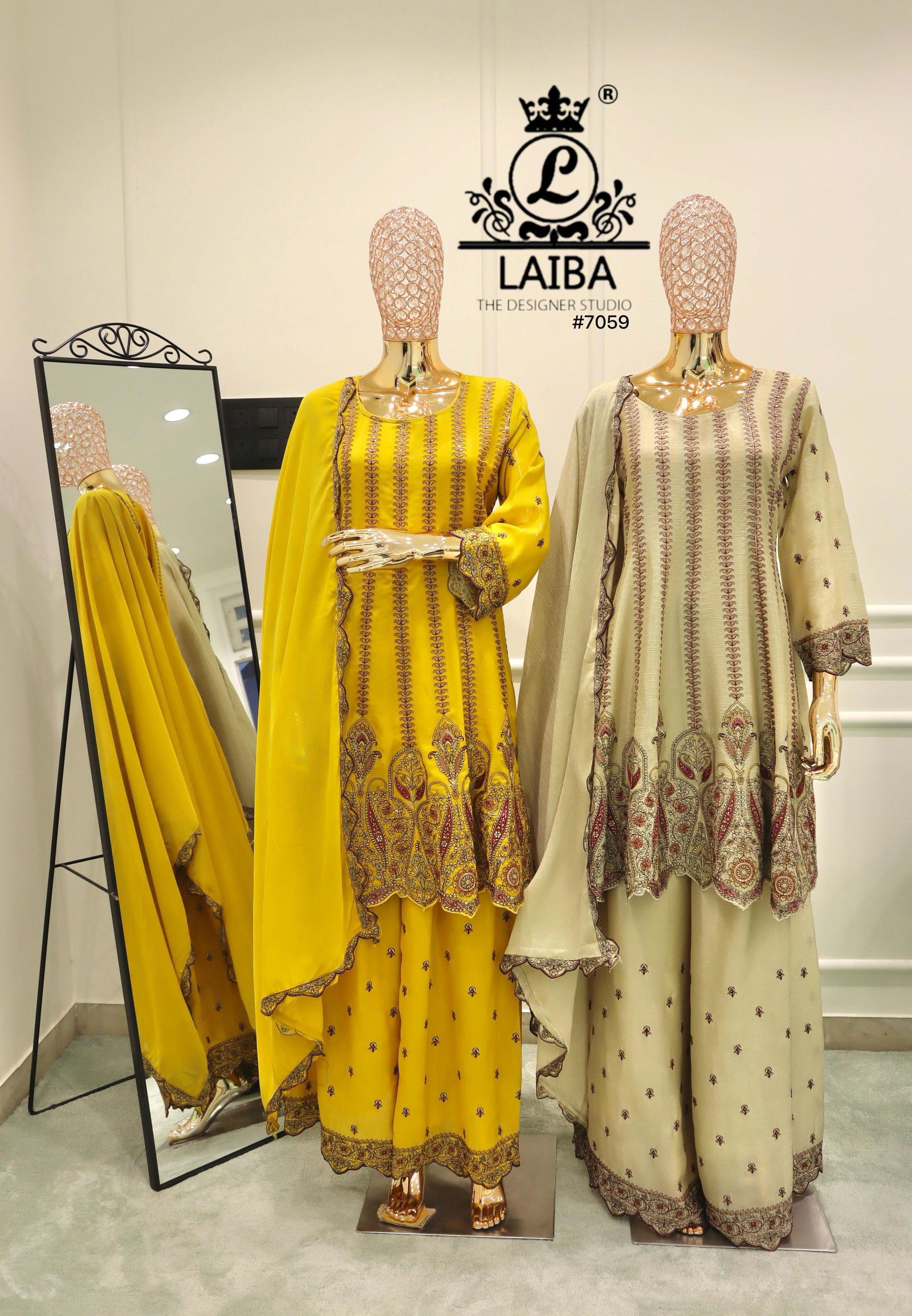 Laiba Am 7059 Chinon Pakistani Ready Made Suits Collection