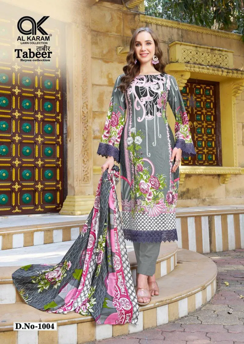 Tabeer Vol 1 By Al Karam Rayon Printed Karachi Dress Material Exporters In India