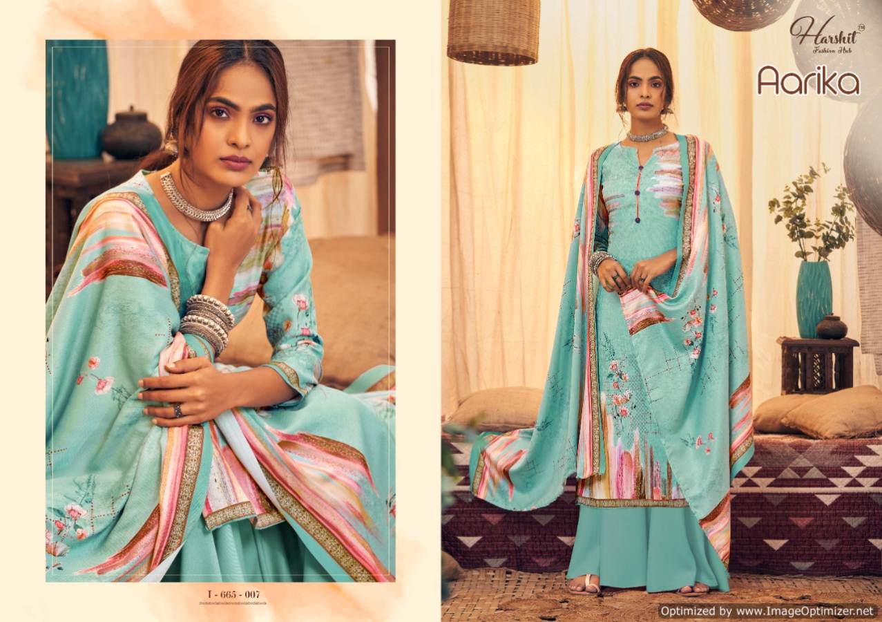 Harshit Aarika Latest Designer Pure Wool Pashmina Print with Swarovski Diamond Work Dress Material Collection 