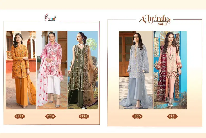 SHAREE FAB  ALMIRAH VOL-8 Fancy Designer Festive Wear Pure Cotton With Exclusive Karachi Embroidery Pakistani Salwar Suit Collection
