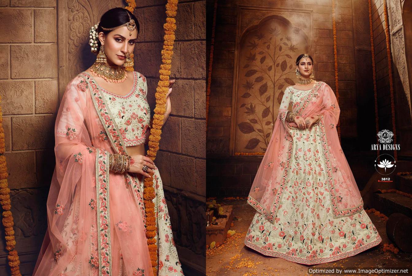 Arya Vastrey 2 Lehenga with Heavy Crape Silk Inner Multi Embroidery Work and Soft Net Dupatta Bridal Lehenga Colection