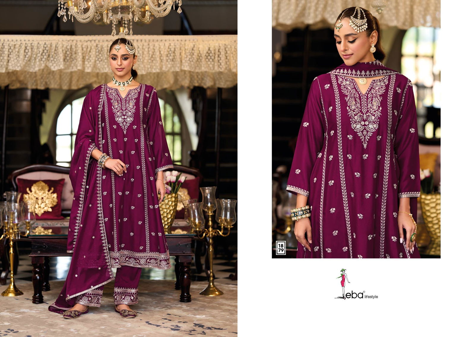 Serena By Eba Chinon Embroidery Readymade Suits Wholesale Market In Surat
