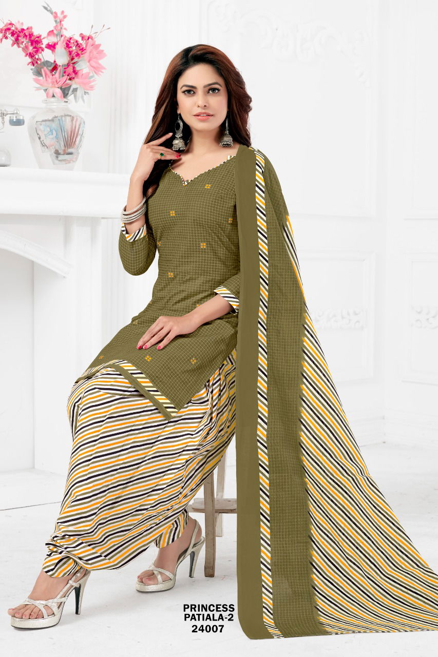 Princess Patiala 2 Printed Cotton Casual Wear Salwar Suit Ready Made Collection
