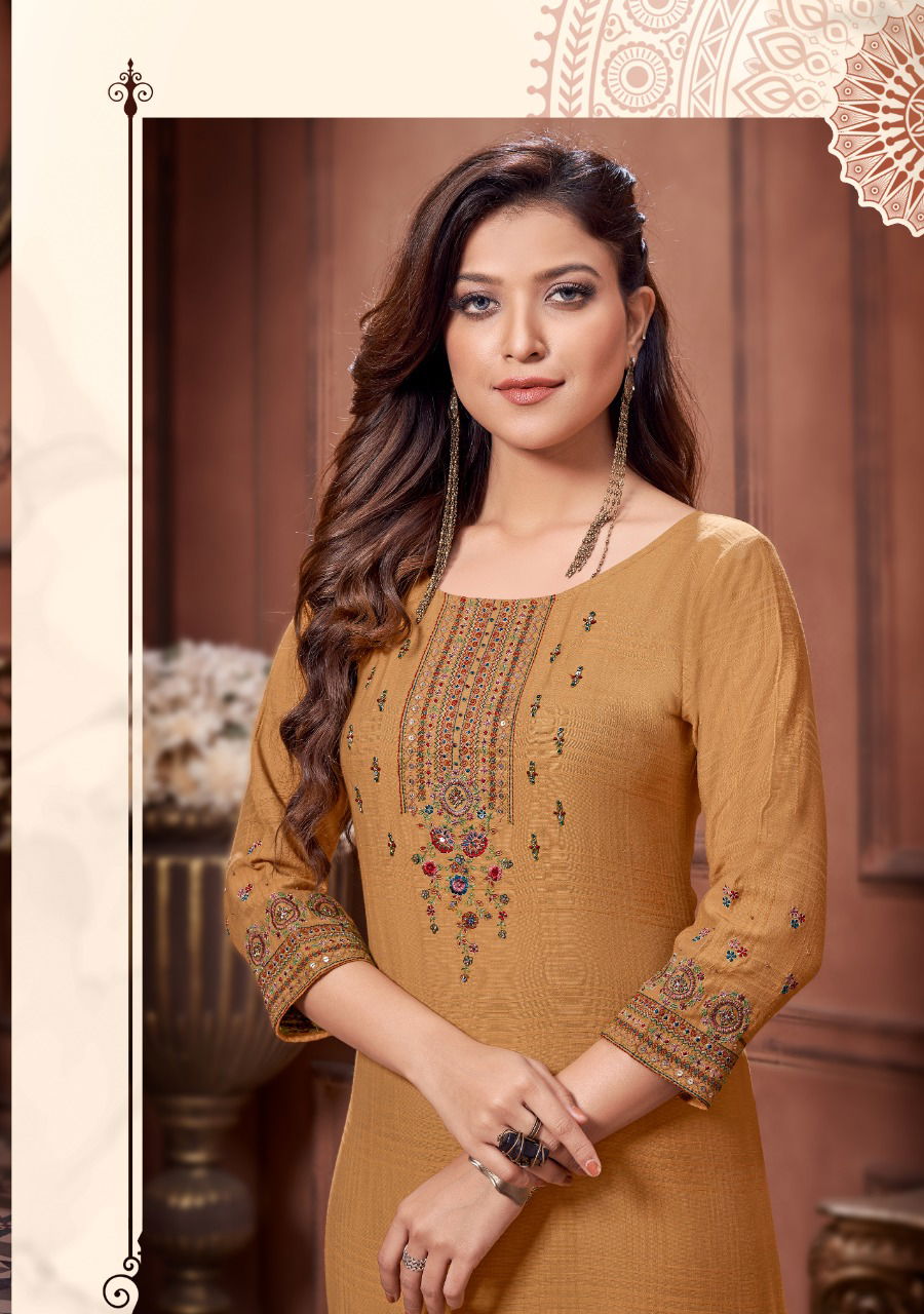 Koodee Veer 4 Fancy Party Wear Viscose Embroidery Khatli Work Designer Kurti Collection