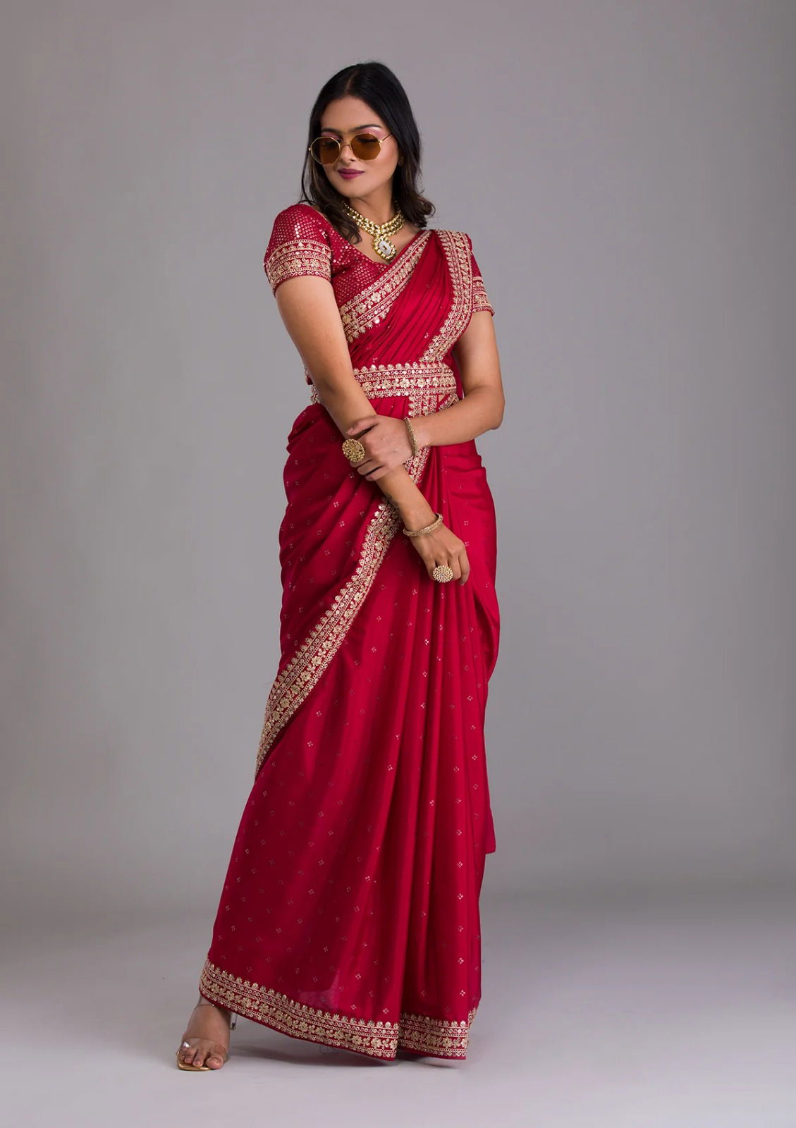 Trupti Chinon Border Lace Party Wear Sarees Catalog