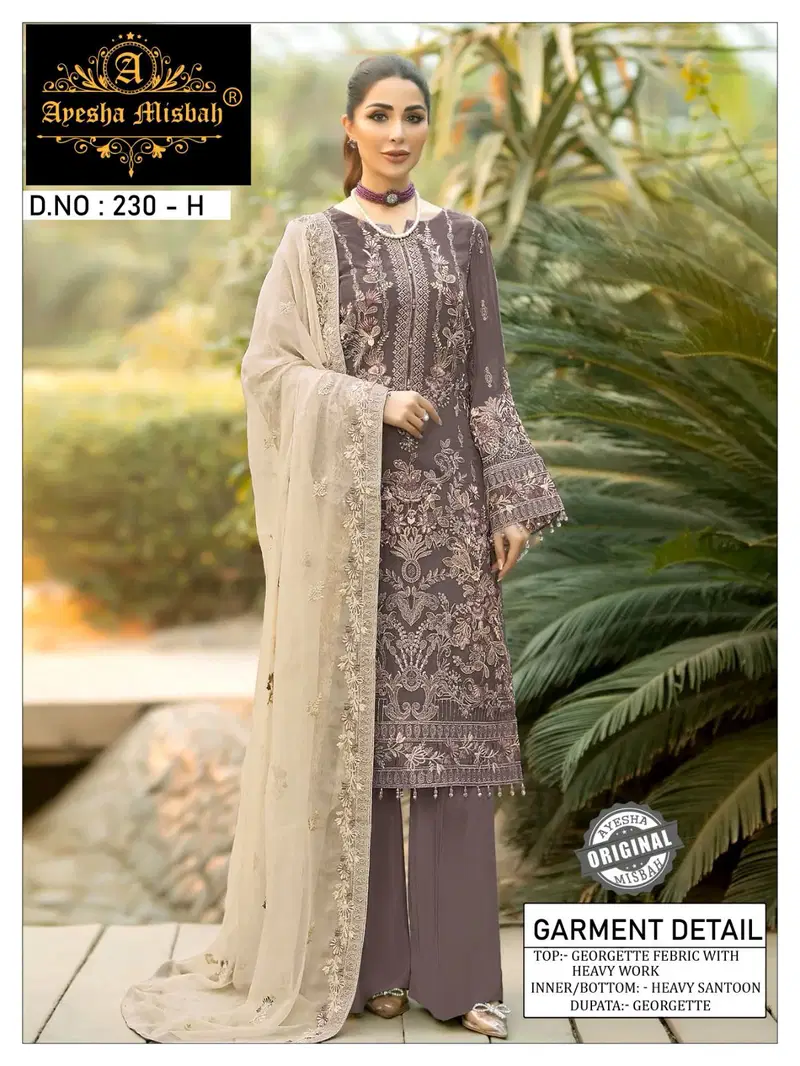 Ayesha Misbah 230 Georgette Pakistani Suits Catalog
