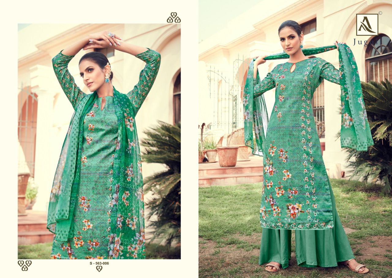 Alok Jugnii 2 Fancy Designer regular casual wear Pure Jam Digital Print With Swarovski Diamond Work Heavy Dress Material Collection
