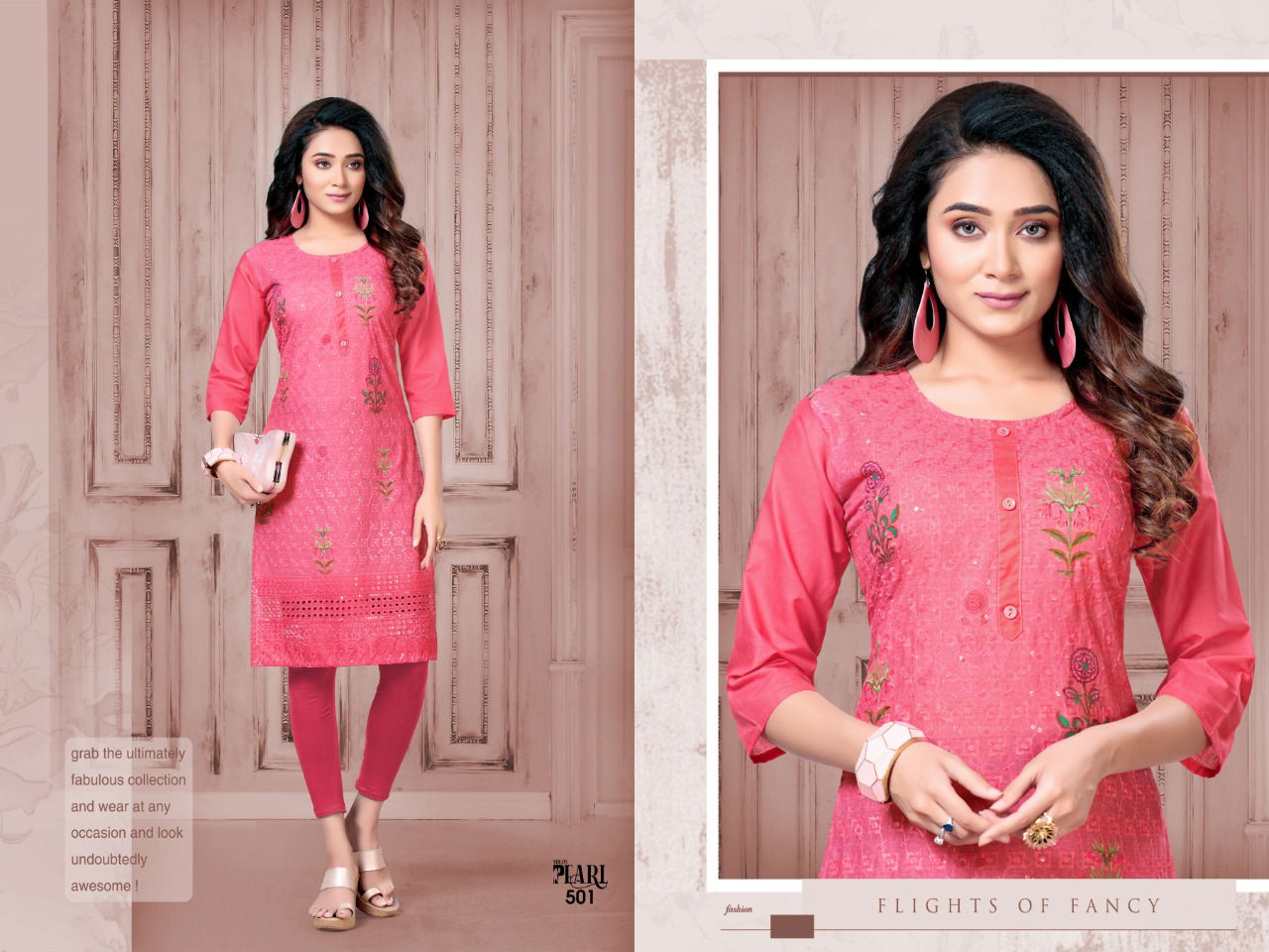 Pearl 5 Ethnic Regular Wear Designer chiken Printed Kurtis Collection
