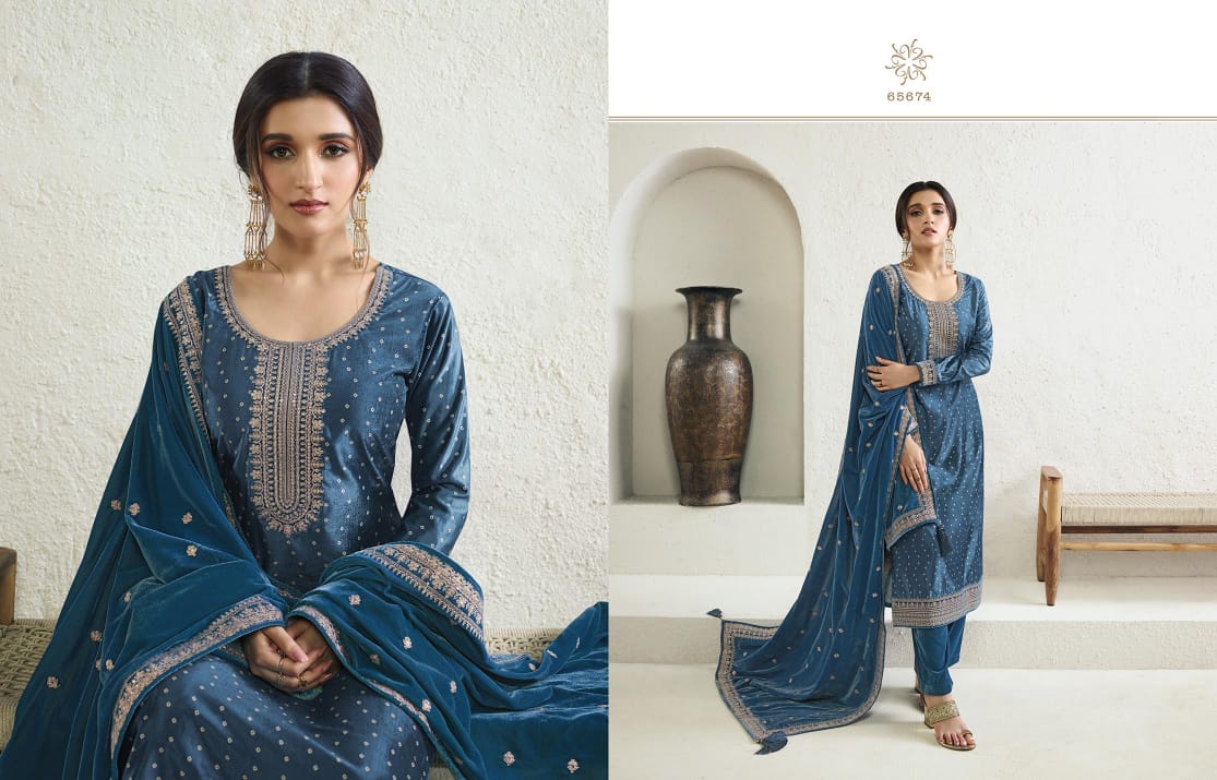 Vinay Kervin Kanval Printed Velvet Winter Wear Designer Salwar Suits
