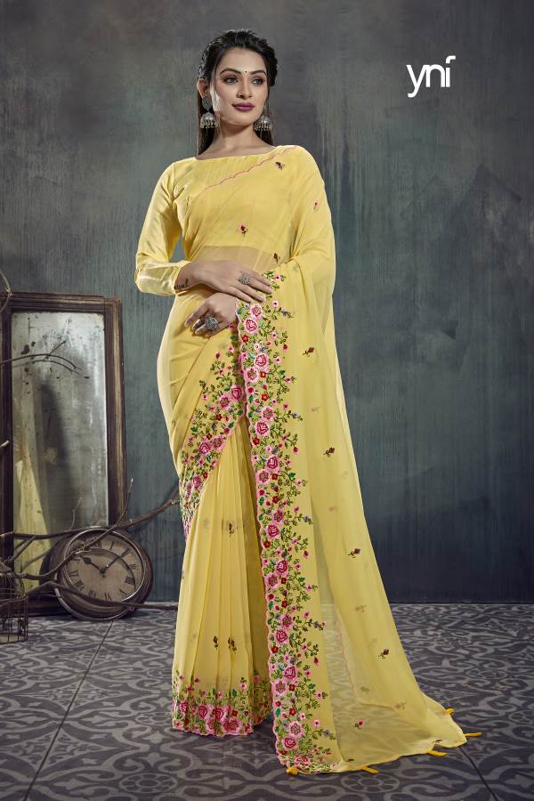Ynf Tyaar New Designer Festive Wear Georgette Heavy Latest Saree Collection