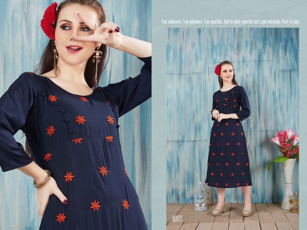 Anika Heavy Premium Muslin Embroidered Designer Kurti Collection at Wholesale Price