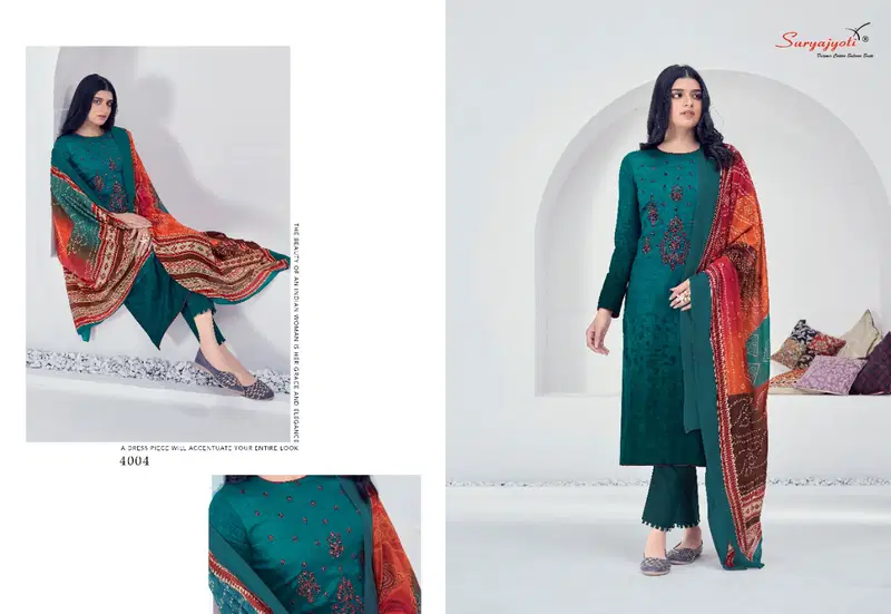 Suryajyoti Shaded 4 Fancy Latest Designer Casual Wear Heavy Cotton With Fine Work Dress Material Collection
