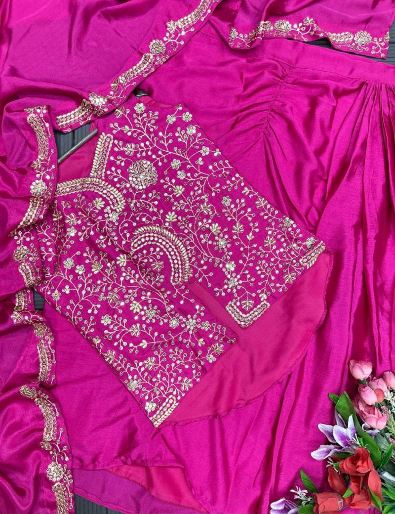 Bt 7093 Designer Chinon Embroidered Party Wear Indo Western Wholesale Clothing Suppliers In India