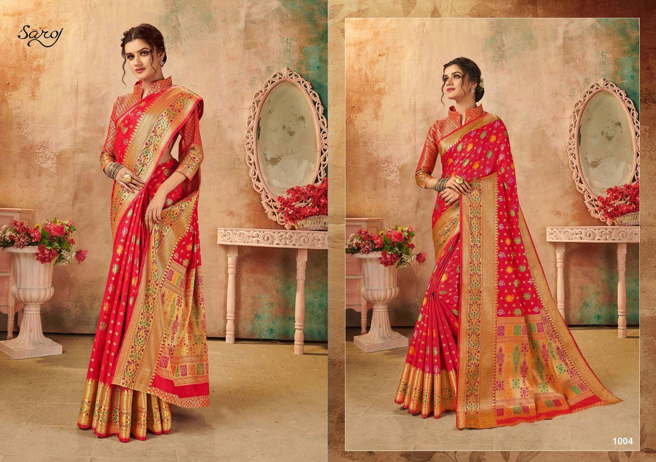 Saroj Monalisa Latest Designer Wedding Wear lichi silk with jacquard Sarees Collection
