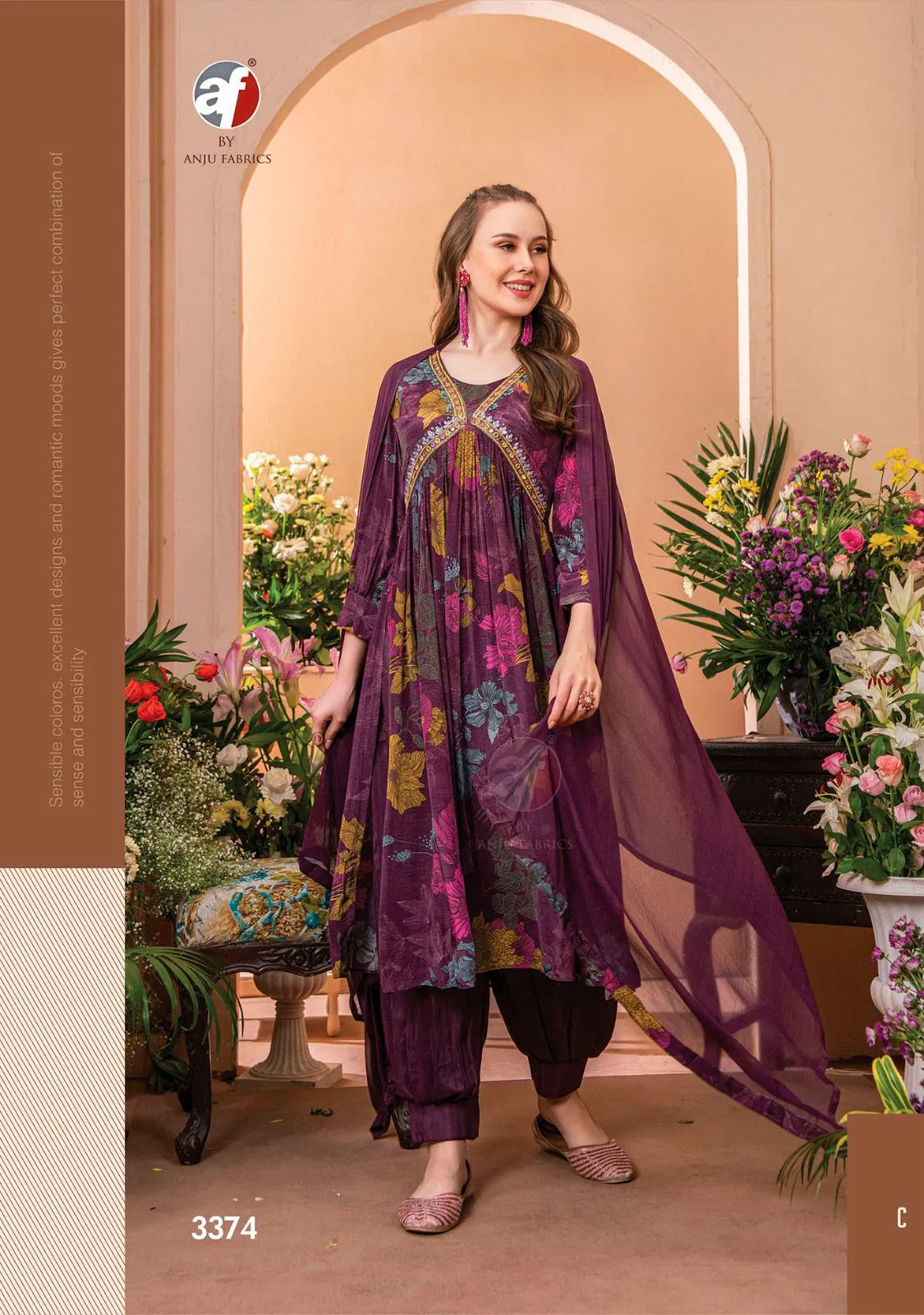 Geet By Anju Fabric Afghani Alia Cut Kurti Bottom With Dupatta

