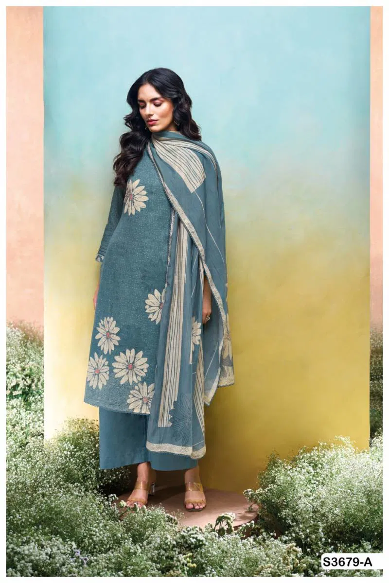 Kalani By Ganga Cotton Linen Printed Embroidered Salwar Suit Wholesale In India
