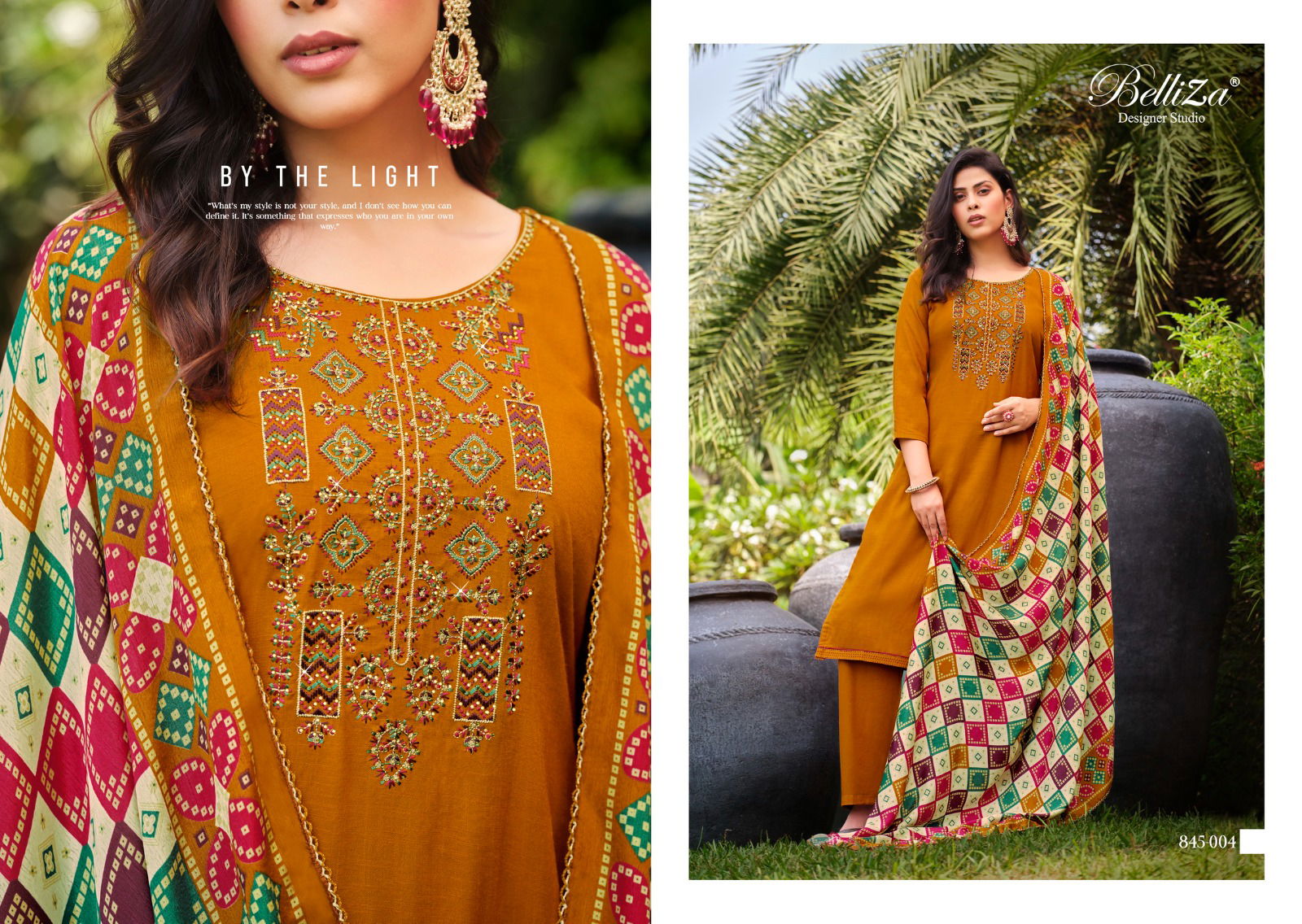 Lovina By Belliza Embroidery Dress Material Catalog