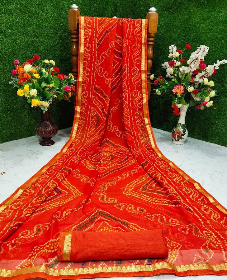 Mahek 22 Latest daily Wear Casual Wear Chiffon Bandhani Printed Saree Collection
